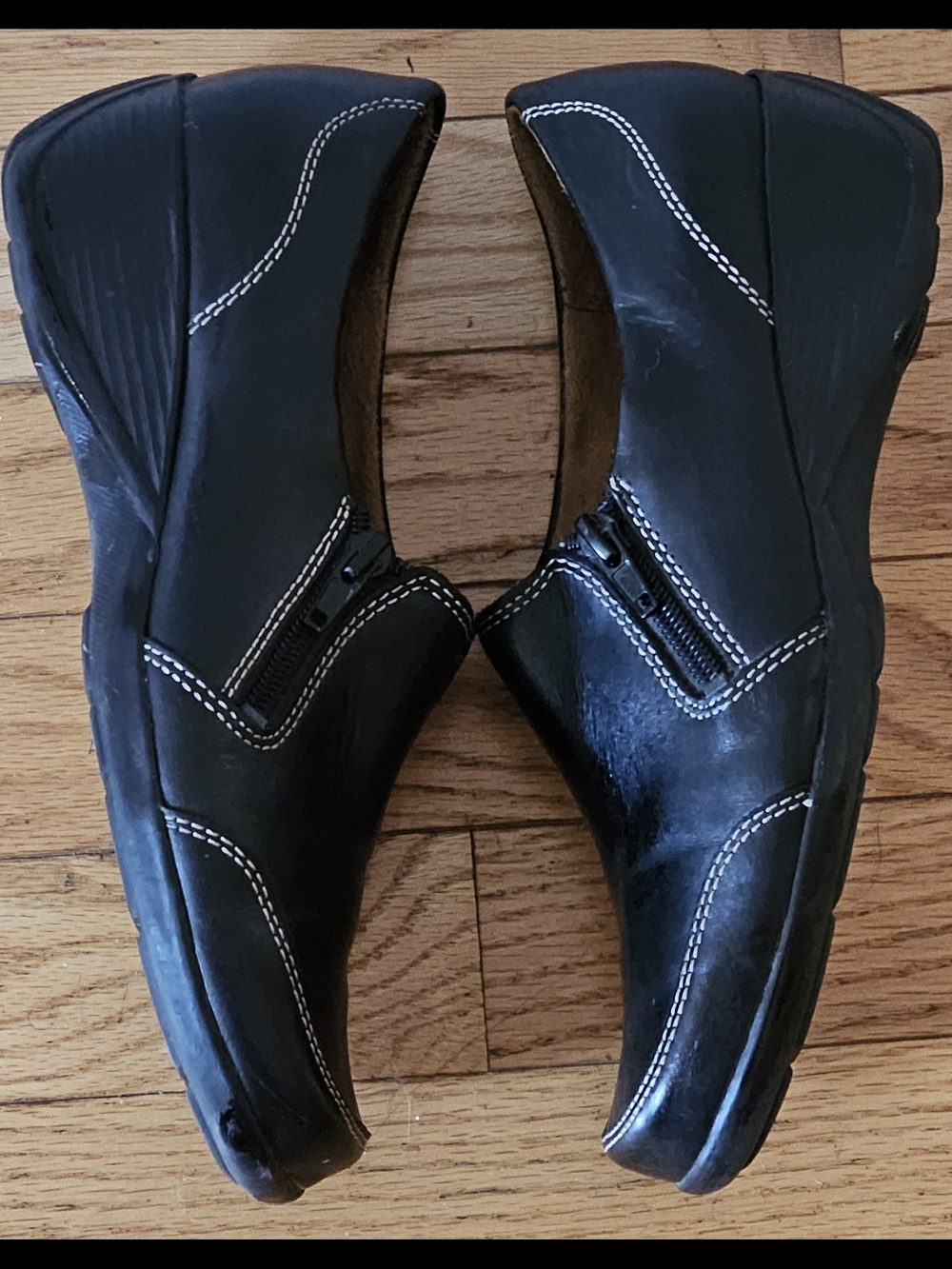 Naturalizer Black Wedge Slip-On Shoes with Contrast Stitching